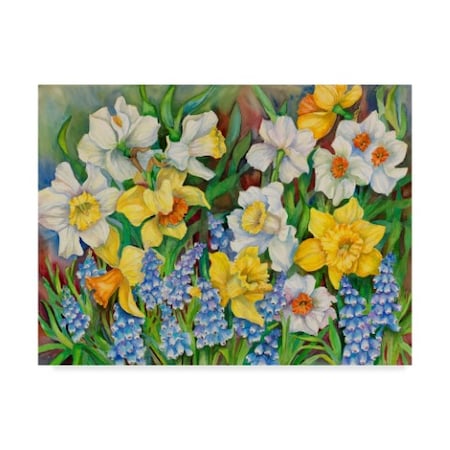 Joanne Porter 'Daffodils And Grape Hyacinths' Canvas Art,18x24